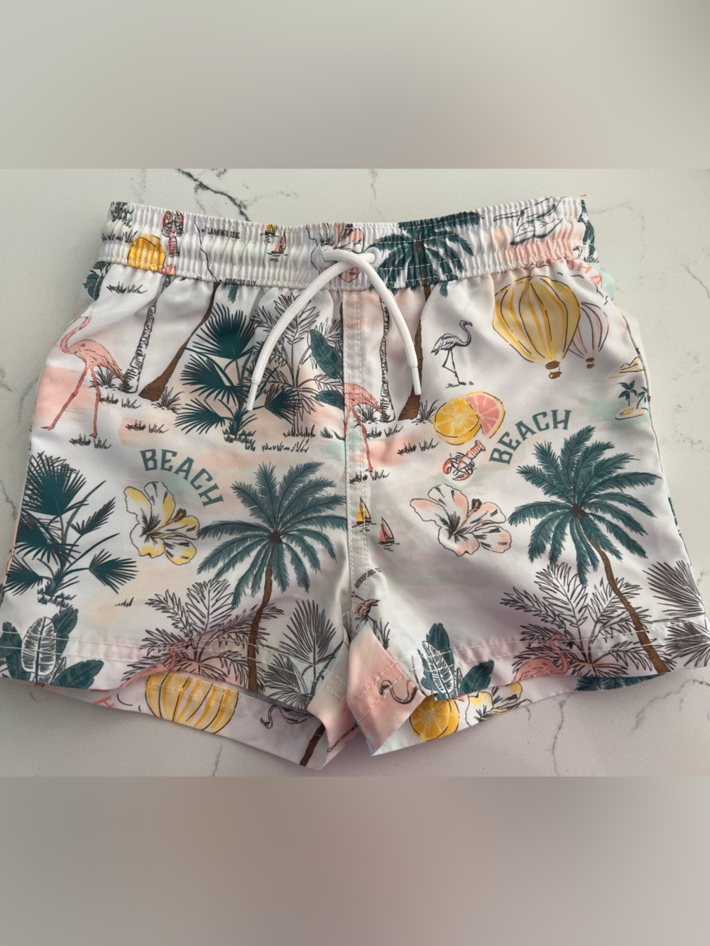 Janie and Jack Recycled Tropical Island Swim Trunks
